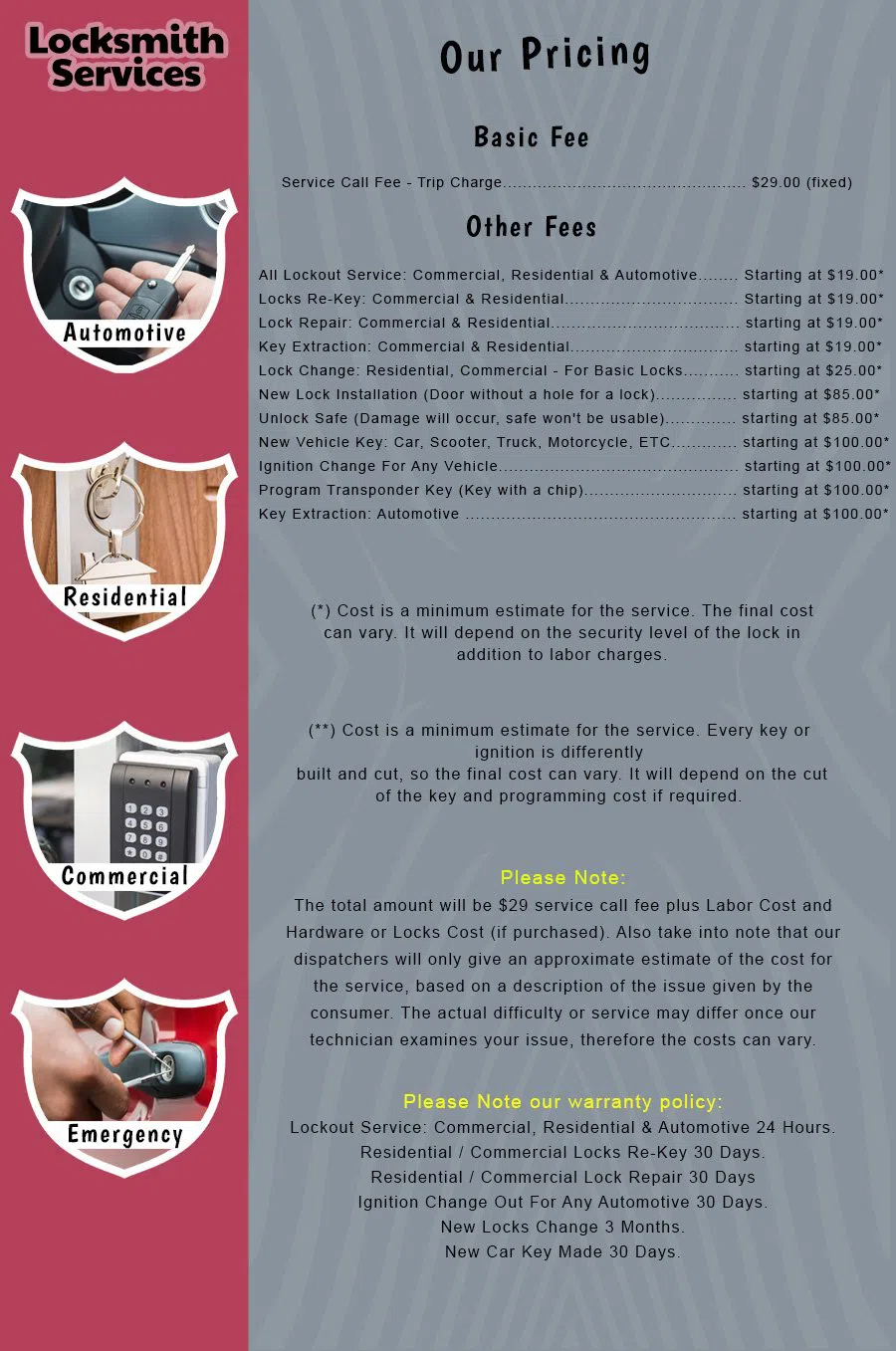 Woodbridge Locksmith Service Woodbridge, VA 703-663-7324 - Pricelist-14